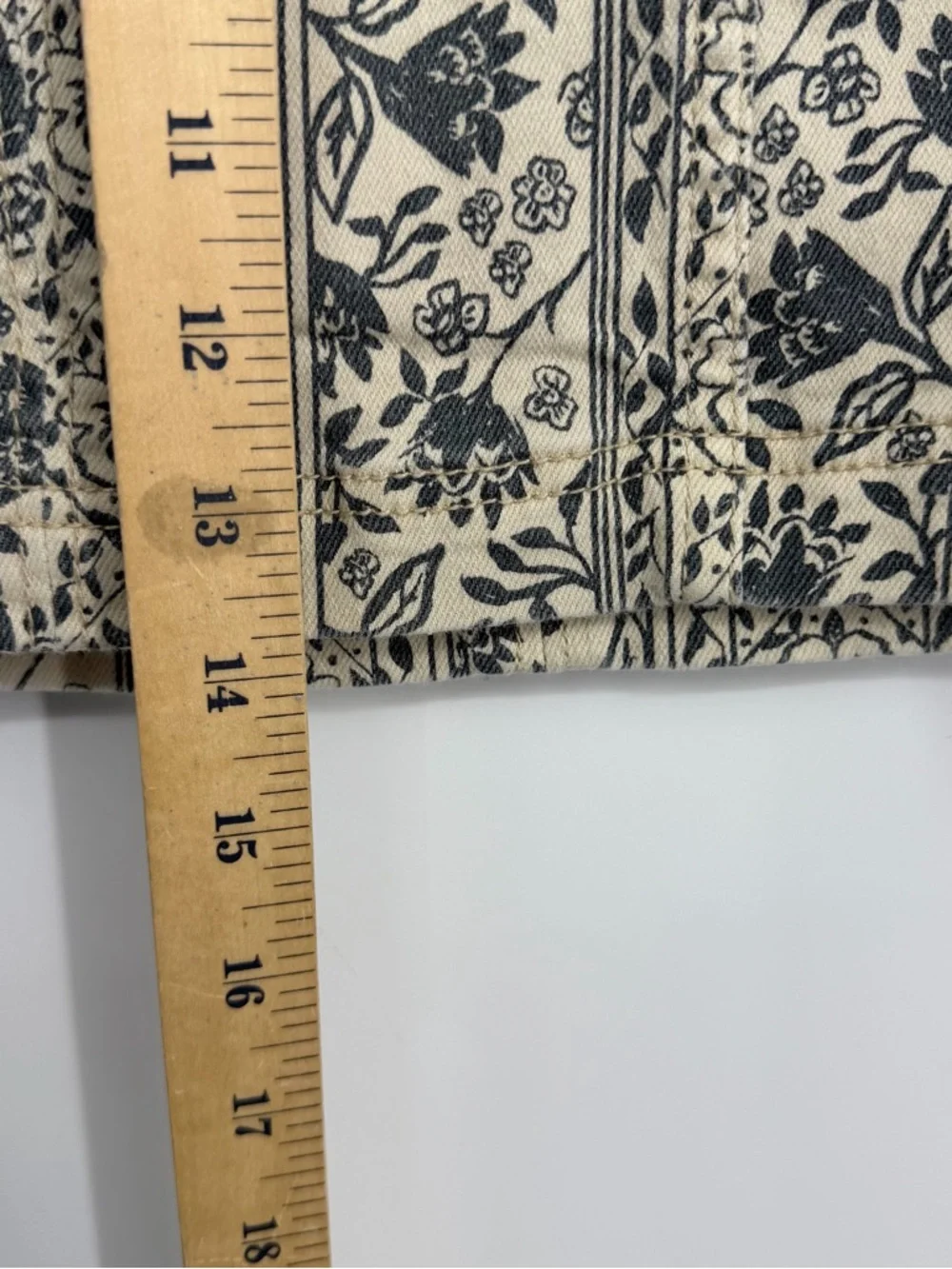 Free People Modern Femme Novelty Denim Mini Skirt Macadamia Combo floral print 0